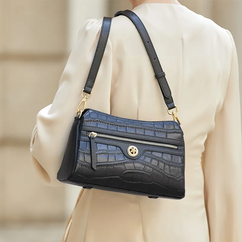 ZOOLER Top Grain Cow Leather Crossbody Bag Women's Pearl White/Black-3