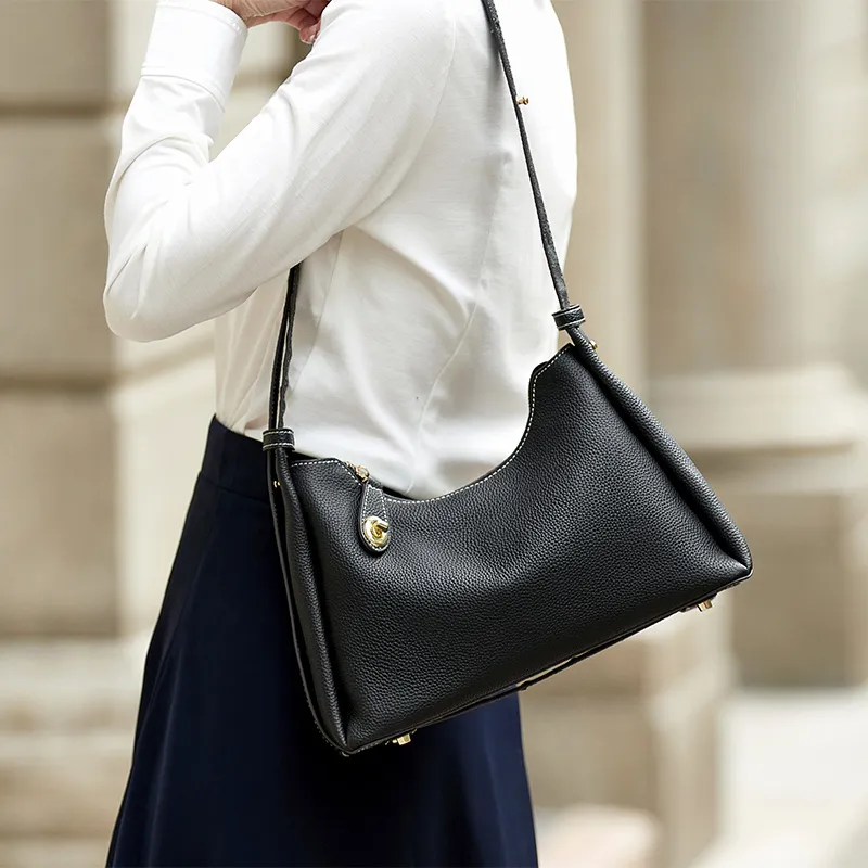 ZOOLER Top Grain Cow Leather Shoulder Bag Women's Mysterious Black-1