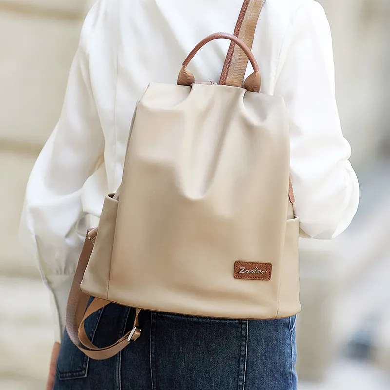 ZOOLER Oxford Backpack Large Size Women's Black/Navy Blue/Apricot-2
