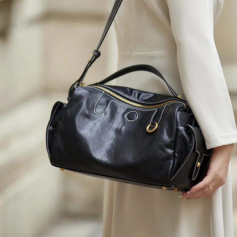 ZOOLER Top Grain Cow Leather Crossbody Handbag Women's Black-3