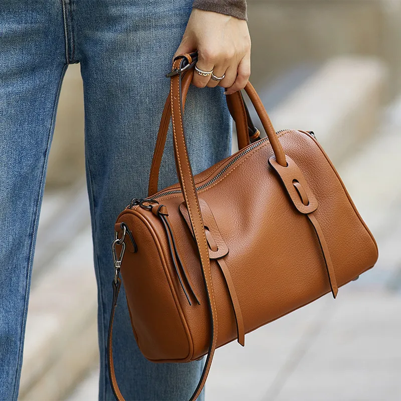 ZOOLER Top Grain Cow Leather Handbag Women's Black/Khaki/Caramel/Burgundy-16