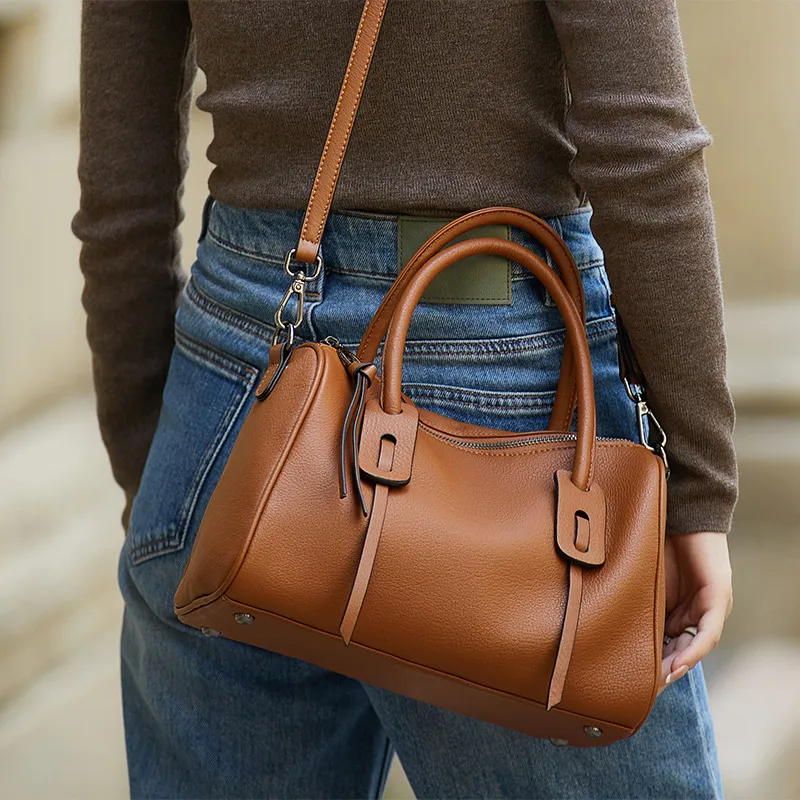 ZOOLER Top Grain Cow Leather Handbag Women's Black/Khaki/Caramel/Burgundy-17