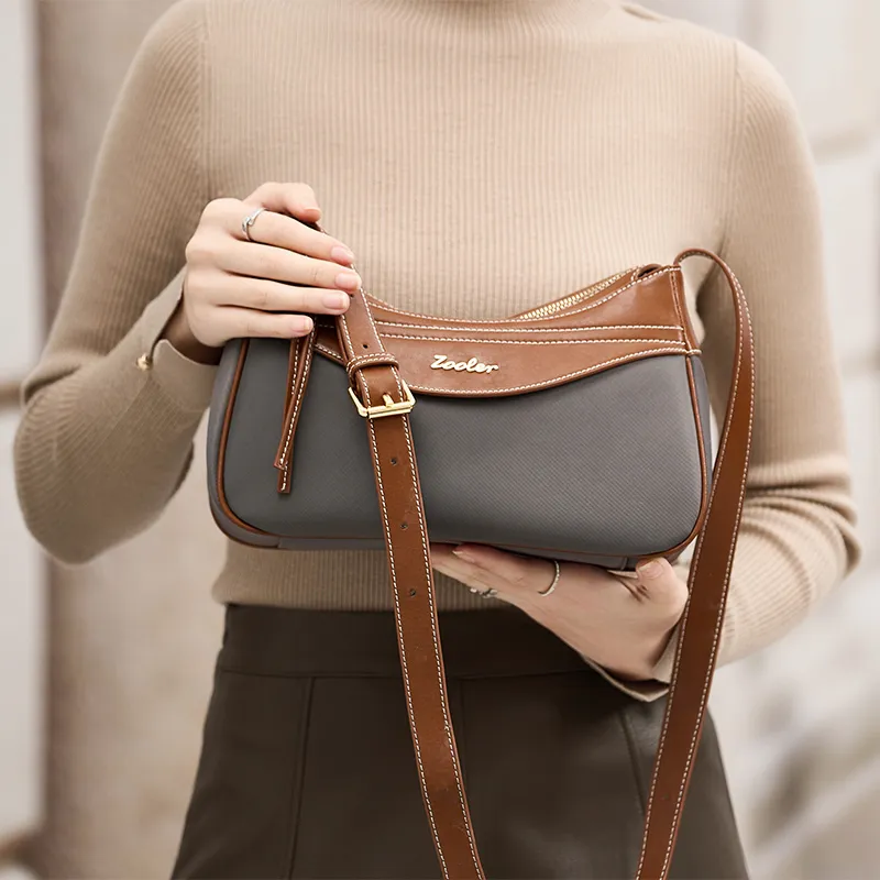 ZOOLER Oxford Shoulder Bag Regular Women's Plain Gray-2