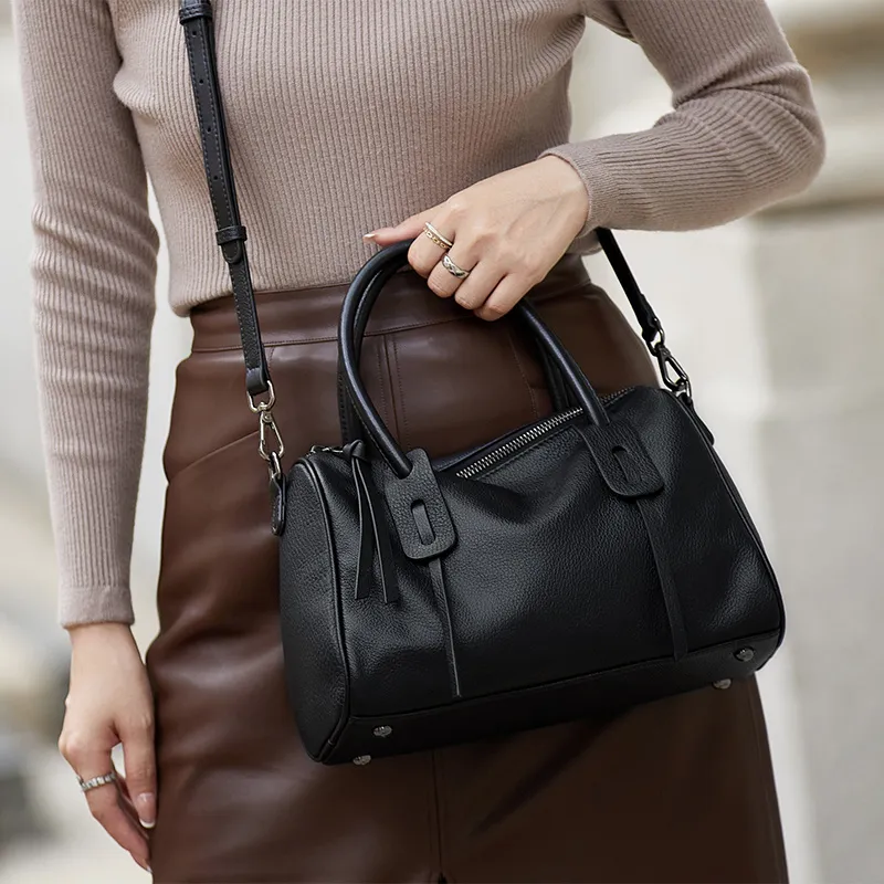 ZOOLER Top Grain Cow Leather Handbag Women's Black/Khaki/Caramel/Burgundy-10