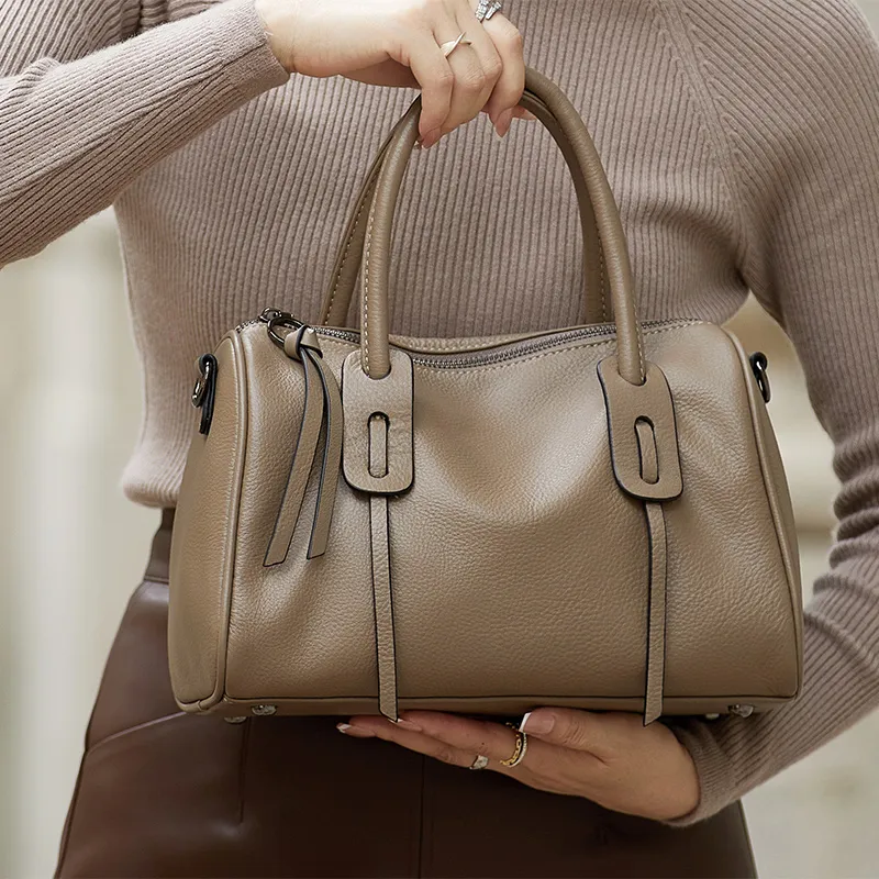 ZOOLER Top Grain Cow Leather Handbag Women's Black/Khaki/Caramel/Burgundy-5