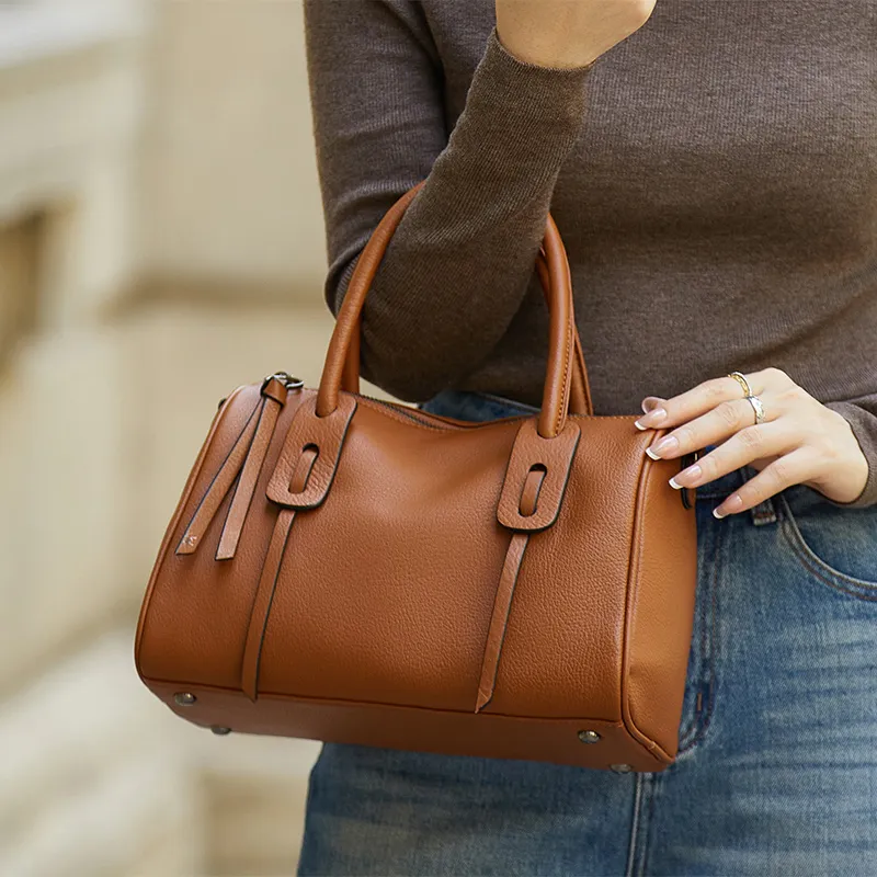ZOOLER Top Grain Cow Leather Handbag Women's Black/Khaki/Caramel/Burgundy-19