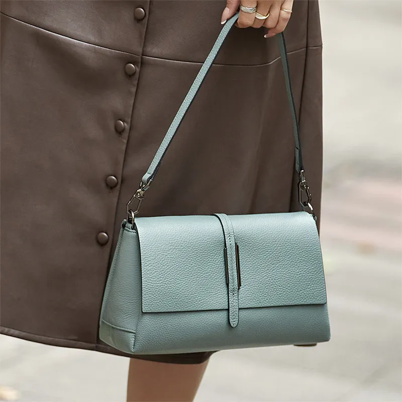 ZOOLER Top Grain Cow Leather Shoulder Bag Trumpets Women's Green-4