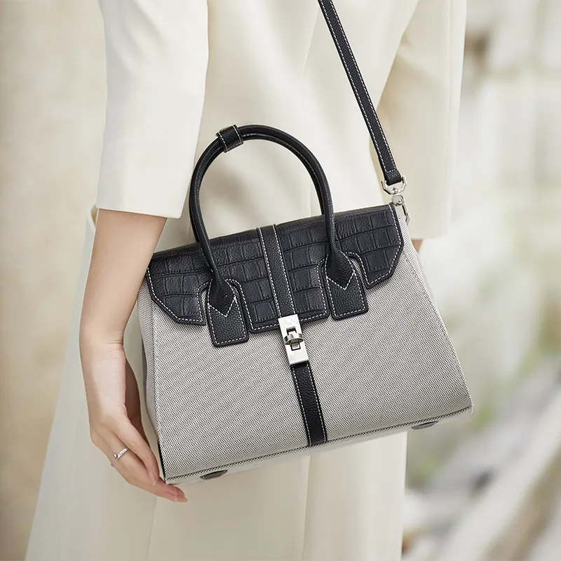 ZOOLER Polyester Cotton Blend One Shoulder Handbag Medium Size Women's Black-2