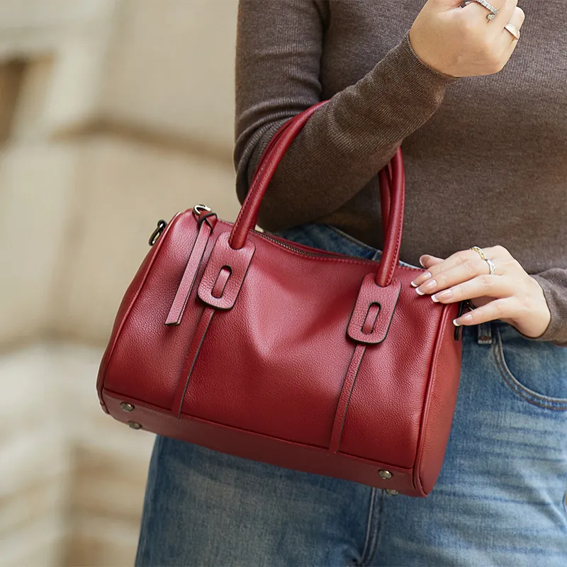 ZOOLER Top Grain Cow Leather Handbag Women's Black/Khaki/Caramel/Burgundy-26