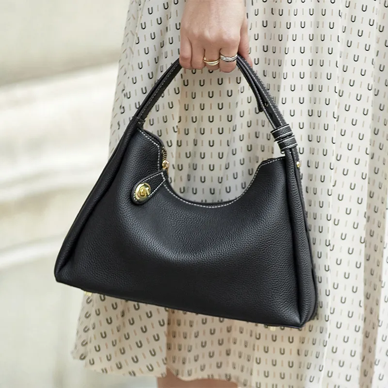 ZOOLER Top Grain Cow Leather Shoulder Bag Women's Mysterious Black-5