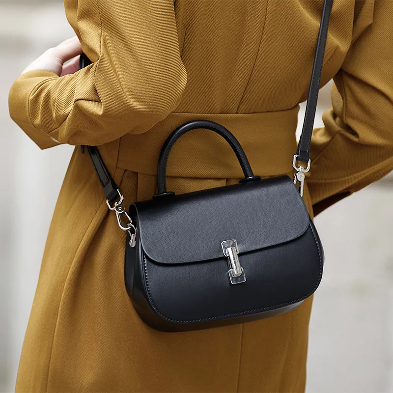 ZOOLER Cow Leather Crossbody Bag, Shoulder Bag Women's Cream Apricot/Milkshake White/Cookie/Hepburn Black-26
