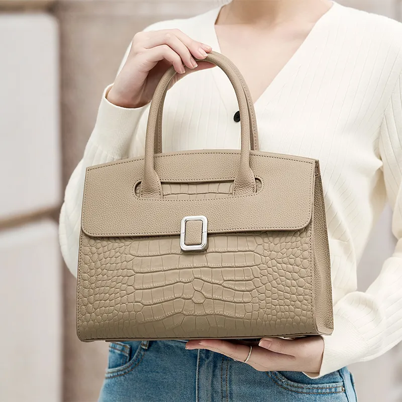 ZOOLER Top Grain Cow Leather One Shoulder Handbag Regular Women's Elephant Gray/Hepburn Black-1