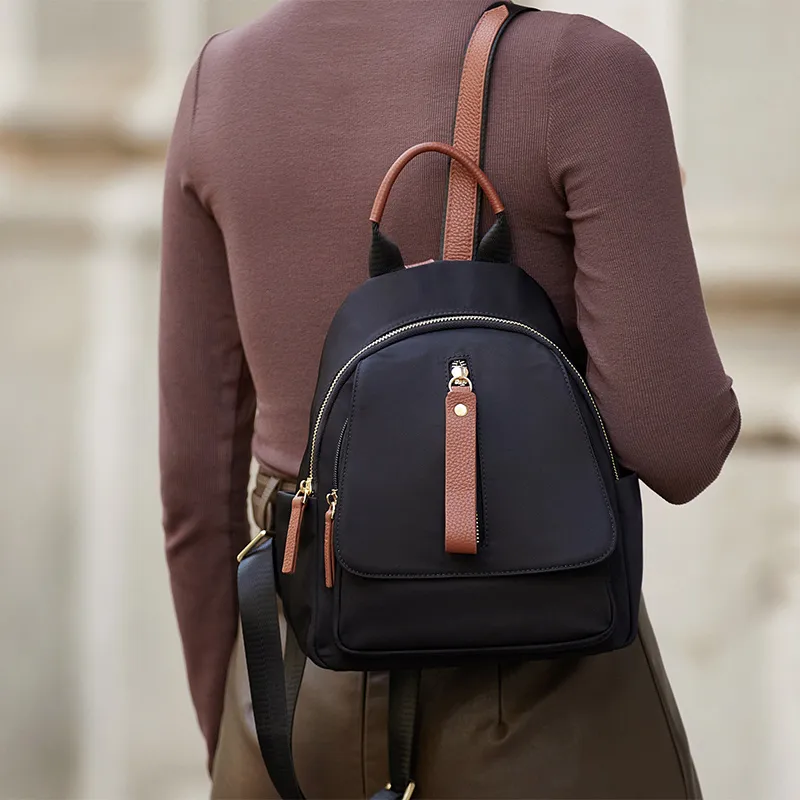 ZOOLER Cow Leather Backpack Small Size Women's Black-4