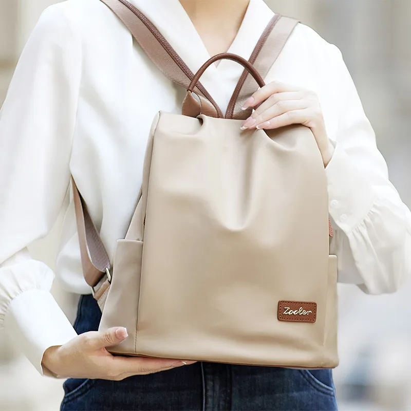 ZOOLER Oxford Backpack Large Size Women's Black/Navy Blue/Apricot-5