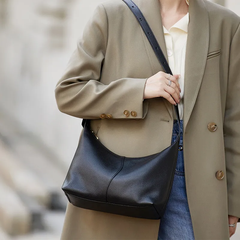 ZOOLER Top Grain Cow Leather Commute Practical Shoulder Bag Women's Black/Vintage Brown/Soft Apricot-6
