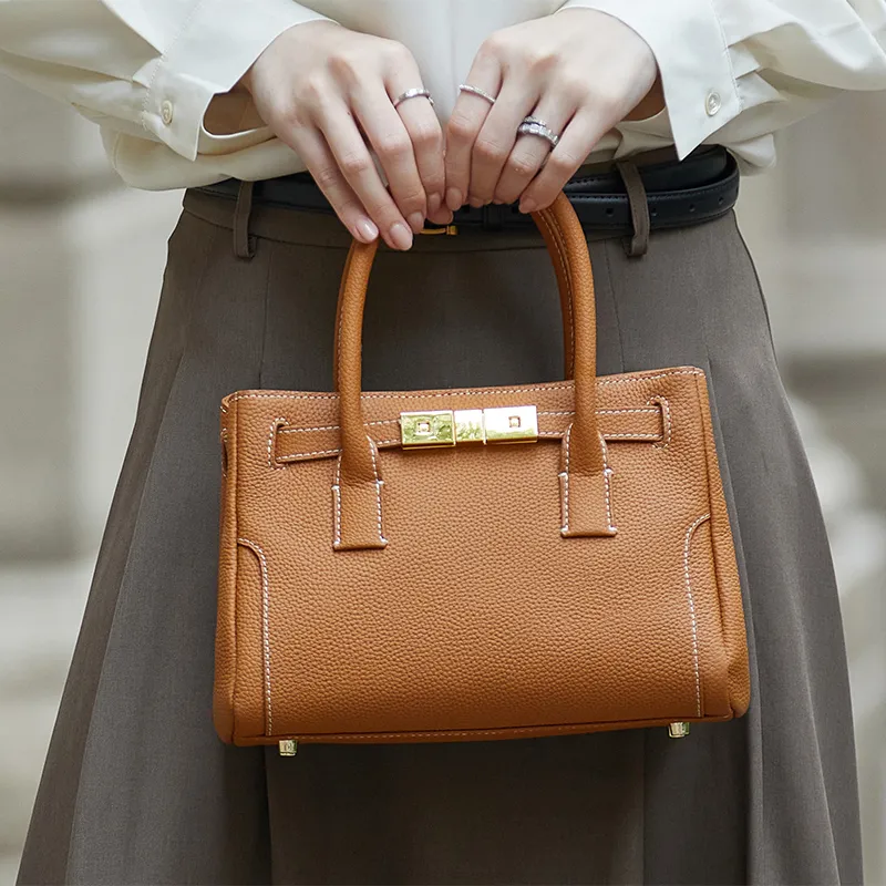 ZOOLER Cow Leather One Shoulder Handbag Women's Phantom Night Black/Gold Brown/Cream Apricot-8