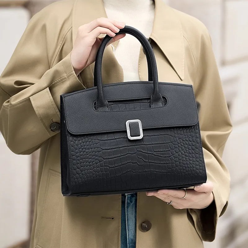 ZOOLER Top Grain Cow Leather One Shoulder Handbag Regular Women's Elephant Gray/Hepburn Black-6