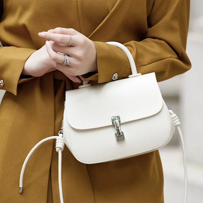 ZOOLER Cow Leather Crossbody Bag, Shoulder Bag Women's Cream Apricot/Milkshake White/Cookie/Hepburn Black-12