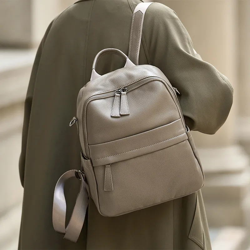 ZOOLER Cow Leather Backpack Women's Elephant Gray-3