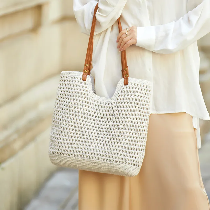 ZOOLER Cotton Rope Woven Versatile Practical Shoulder Bag Women's Multicolor-5
