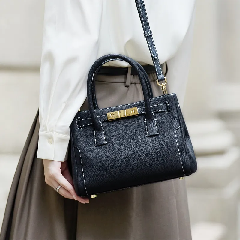ZOOLER Cow Leather One Shoulder Handbag Women's Phantom Night Black/Gold Brown/Cream Apricot-3