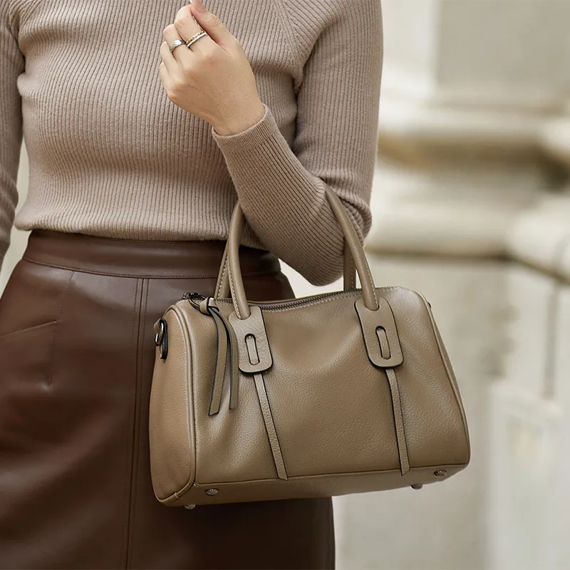 ZOOLER Top Grain Cow Leather Handbag Women's Black/Khaki/Caramel/Burgundy-4