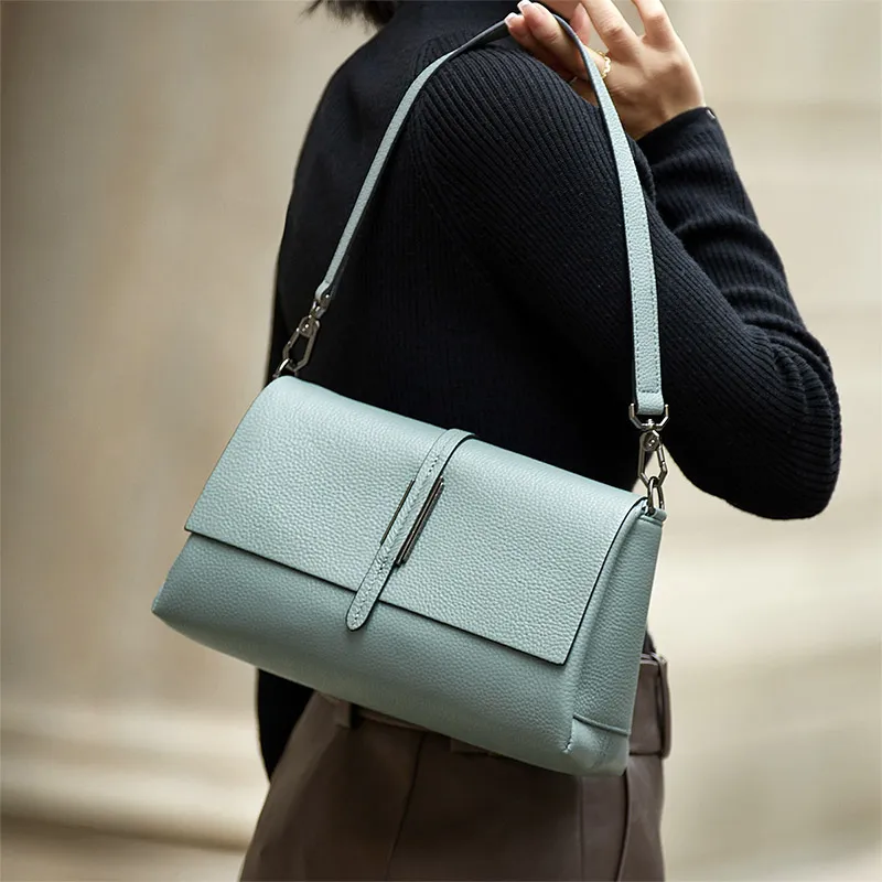 ZOOLER Top Grain Cow Leather Shoulder Bag Trumpets Women's Green-1