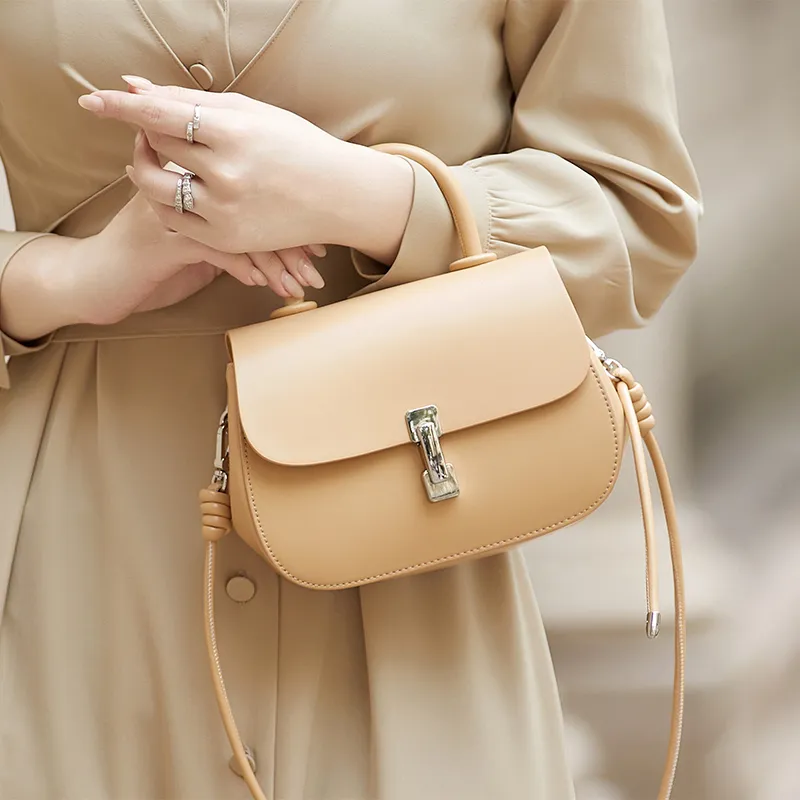 ZOOLER Cow Leather Crossbody Bag, Shoulder Bag Women's Cream Apricot/Milkshake White/Cookie/Hepburn Black-18