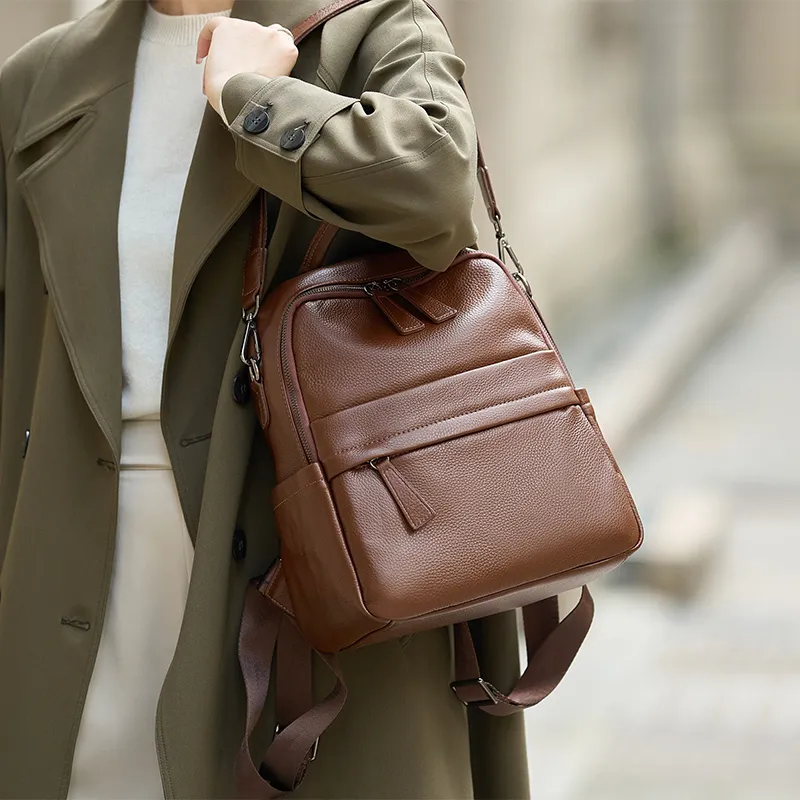 ZOOLER Cow Leather Backpack Women's Brown-5