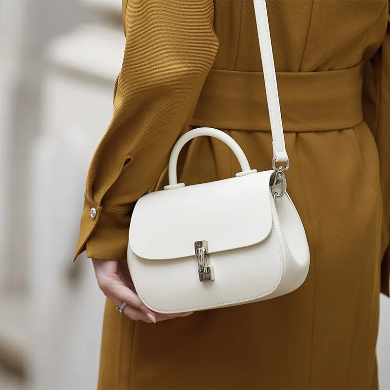 ZOOLER Cow Leather Crossbody Bag, Shoulder Bag Women's Cream Apricot/Milkshake White/Cookie/Hepburn Black-11