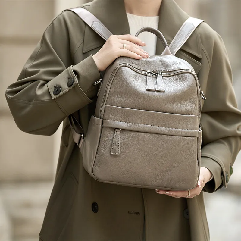 ZOOLER Cow Leather Backpack Women's Elephant Gray-4