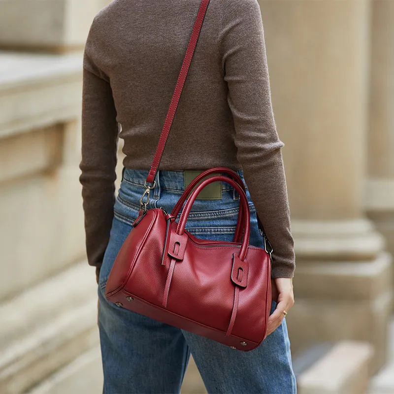 ZOOLER Top Grain Cow Leather Handbag Women's Black/Khaki/Caramel/Burgundy-23