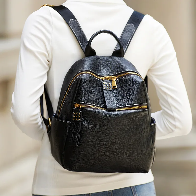 ZOOLER Top Grain Cow Leather Backpack Women's Black/Jasper-4