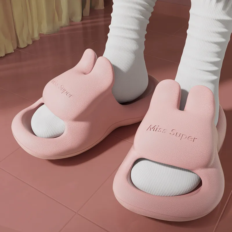 LATE TIME Cute Rabbit Women's Summer Eva Platform Slippers, Soft And Bouncy, Indoor Home Bathroom Use-3