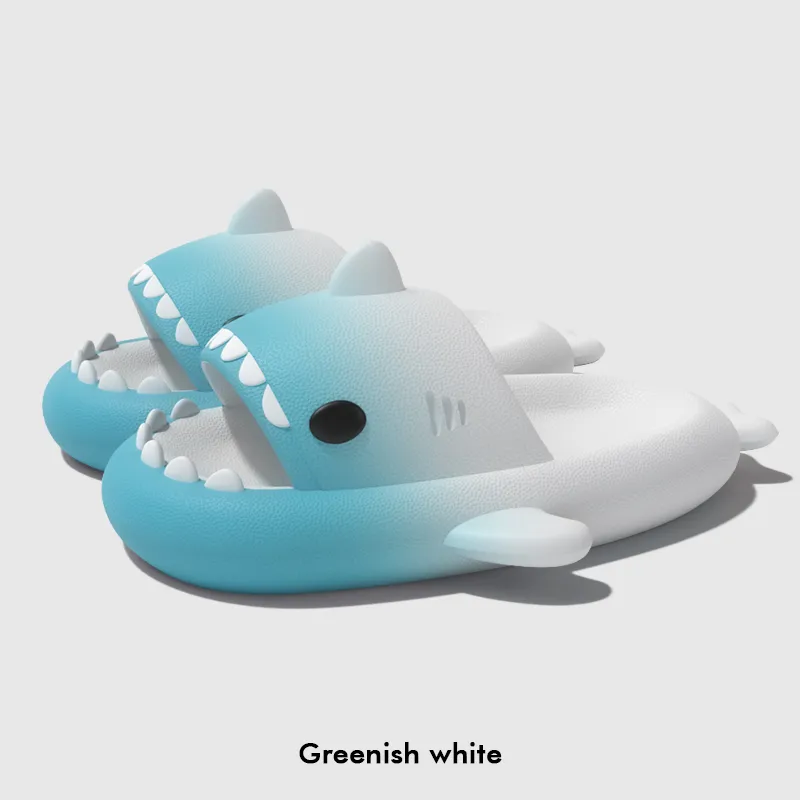 LATE TIME Gradient Shark Slippers For Women's Summer Outerwear, Platform Slip Resistant Indoor Home Slippers, Unisex-7