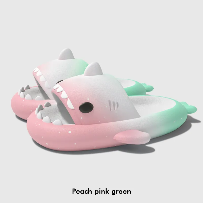 LATE TIME Gradient Shark Slippers For Women's Summer Outerwear, Platform Slip Resistant Indoor Home Slippers, Unisex-17
