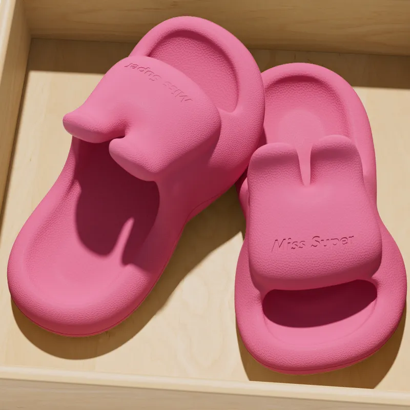 LATE TIME Cute Rabbit Women's Summer Eva Platform Slippers, Soft And Bouncy, Indoor Home Bathroom Use-7