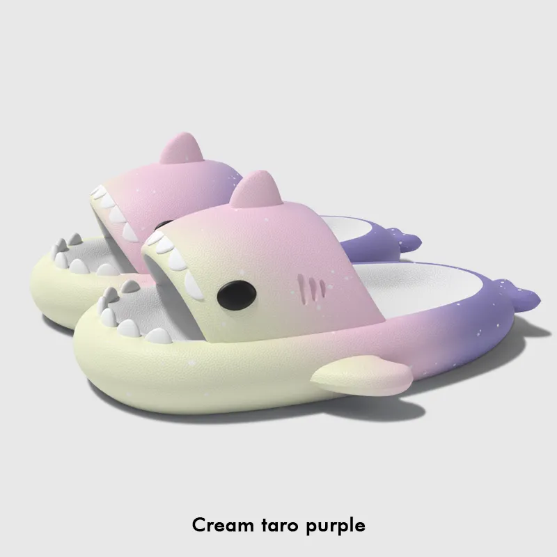 LATE TIME Gradient Shark Slippers For Women's Summer Outerwear, Platform Slip Resistant Indoor Home Slippers, Unisex-15