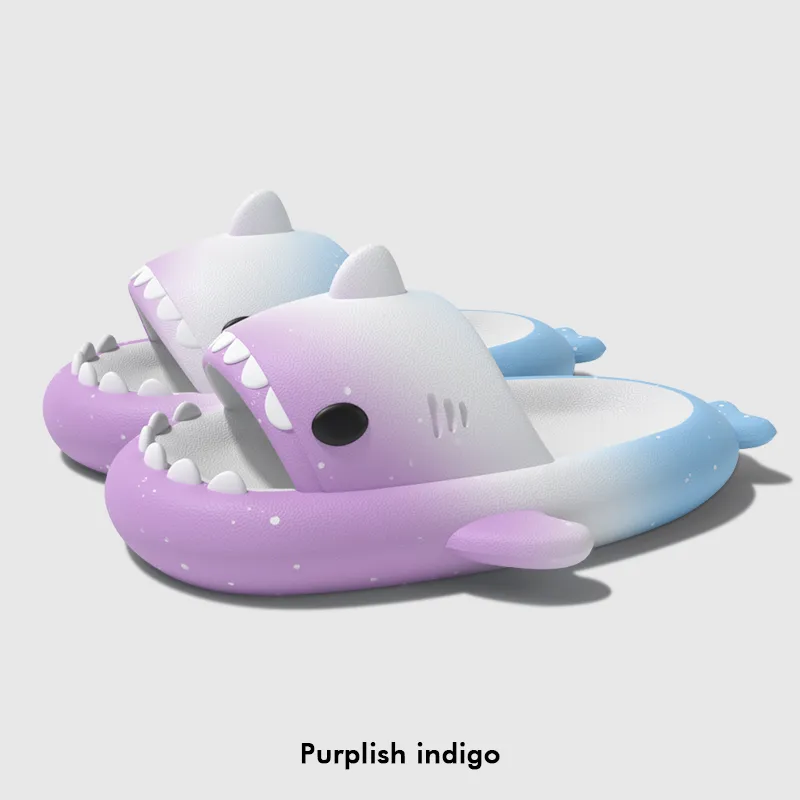 LATE TIME Gradient Shark Slippers For Women's Summer Outerwear, Platform Slip Resistant Indoor Home Slippers, Unisex-13