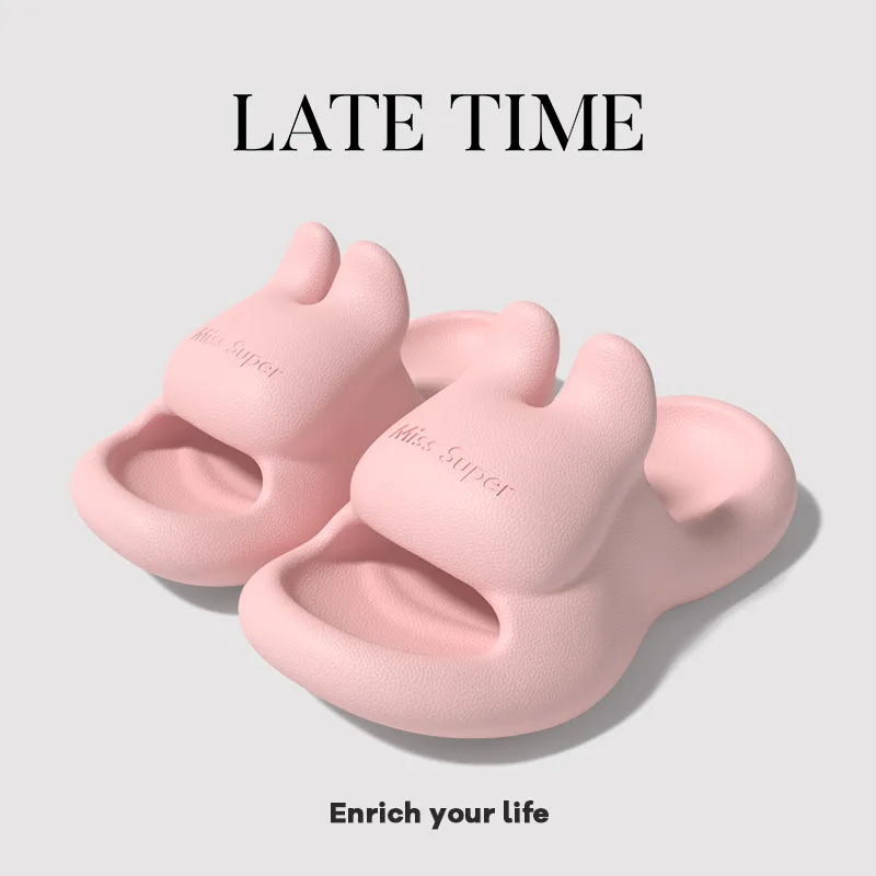 LATE TIME Cute Rabbit Women's Summer Eva Platform Slippers, Soft And Bouncy, Indoor Home Bathroom Use-1