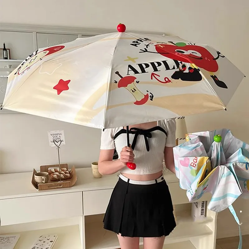 Ferrant Umbrella, Cute Cartoon Foldable Sunny And Rainy Dual Use Compact Portable UV Protection Sun Umbrella-7