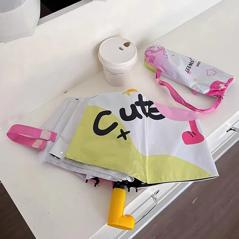 Ferrant Umbrella, Cute Cartoon Foldable Sunny And Rainy Dual Use Compact Portable UV Protection Sun Umbrella-1