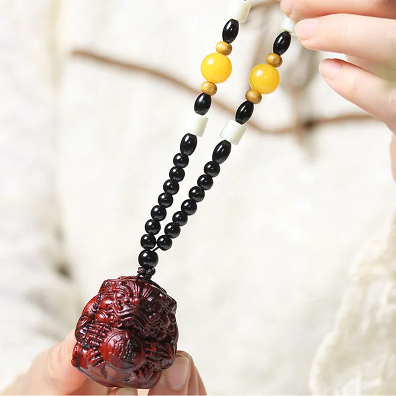 ANNYONNLLY Small Leaf Red Sandalwood Pendants Unisex-6