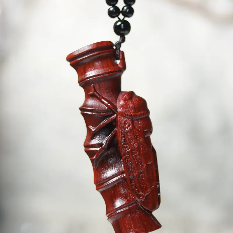 ANNYONNLLY Small Leaf Red Sandalwood Pendants Unisex-1