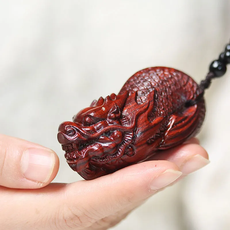 ANNYONNLLY Small Leaf Red Sandalwood Pendants Unisex-5