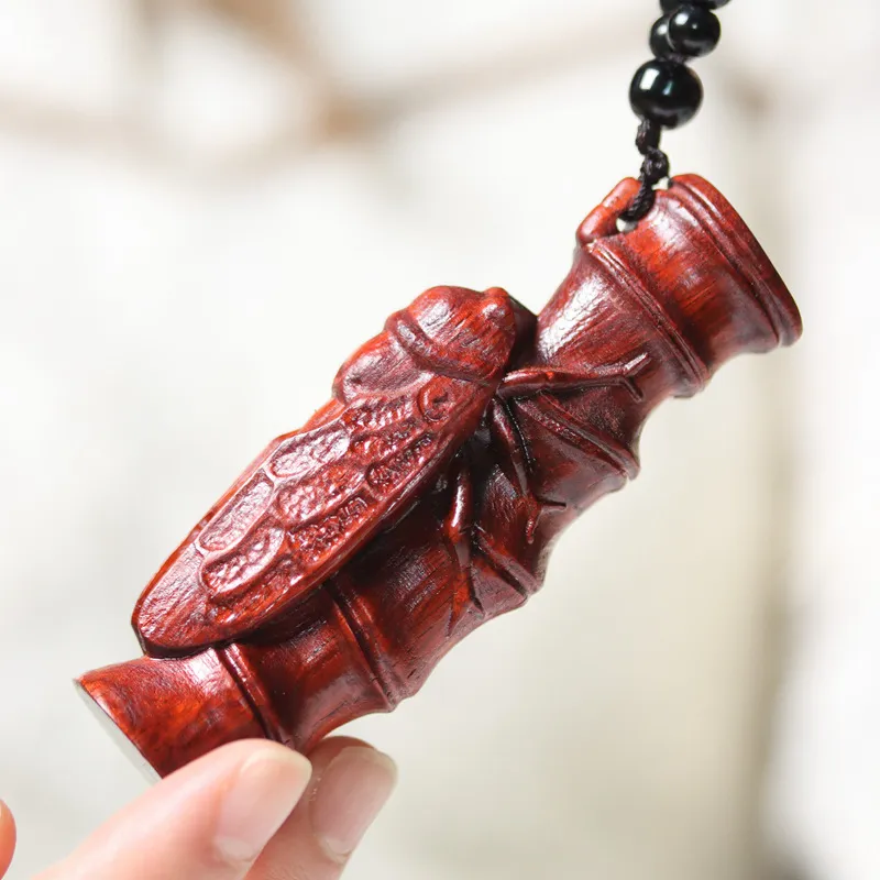 ANNYONNLLY Small Leaf Red Sandalwood Pendants Unisex-3