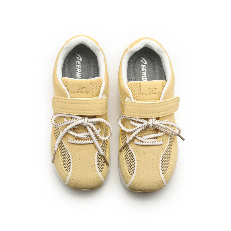 DEERWAY Height Increasing Abrasion Resistant Lightweight Slip Resistant Low Top Casual Shoes Women's Yellow-3