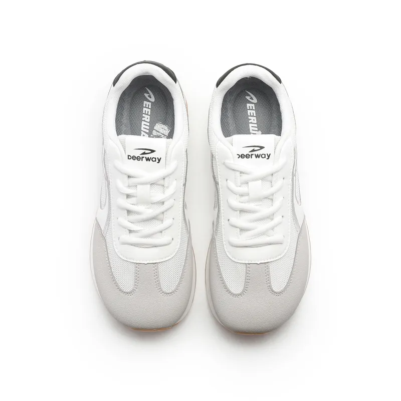DEERWAY Abrasion Resistant Breathable Low Top Casual Shoes Women's White Gray-3