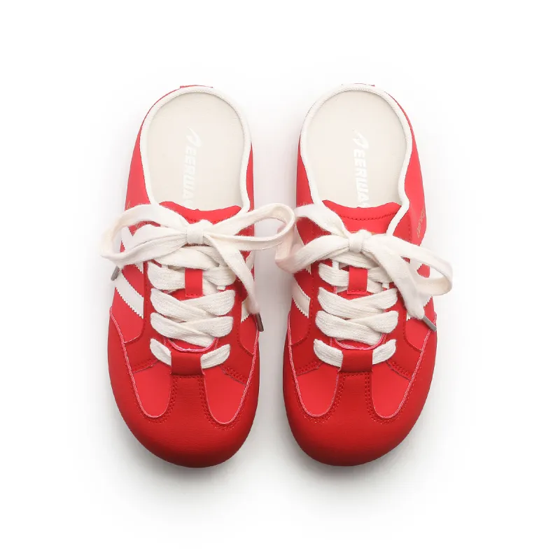 DEERWAY Odor Resistant Quiet Closed Toe Slippers Women's White Red-3