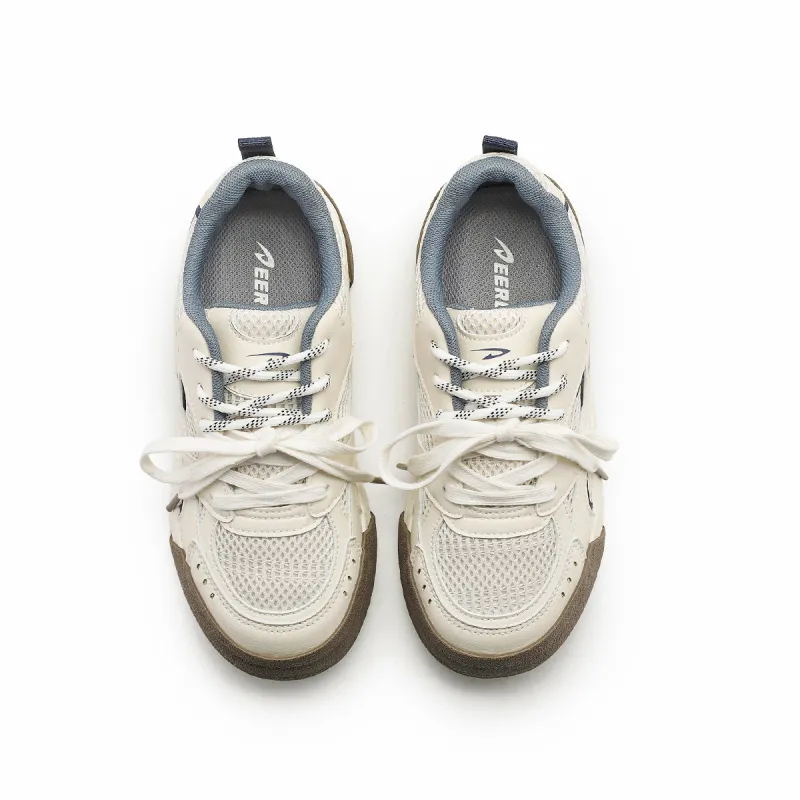 DEERWAY Abrasion Resistant Lightweight Slip Resistant Low Top Casual Shoes Women's Beige Blue-3